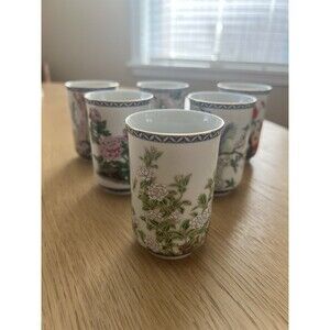 Franklin Mint Saki Tea Cup Flower Of The Month Designs 1981 Japan x 6